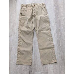 UB Tech Pants Mens 34x32 Khaki Nylon Hiking Zipper Pockets Stretch Waist